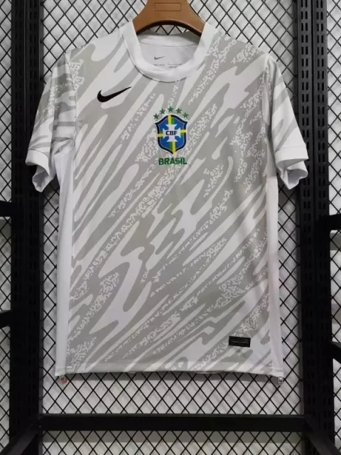 2024 Brazil White Goalkeeper Soccer Jersey