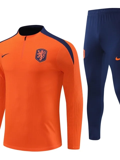 2024 Netherlands Long Sleeve Orange Training Suit