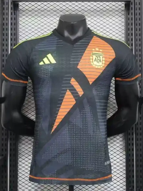 2024 Player Argentina Goalkeeper Black Soccer Jersey