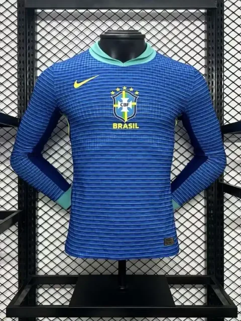 2024 Player Brazil Long Sleeve Soccer Jersey Away