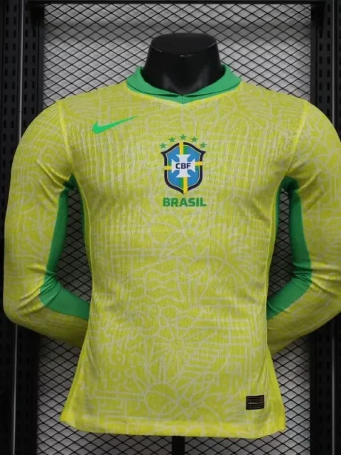 2024 Player Brazil Long Sleeve Soccer Jersey Home