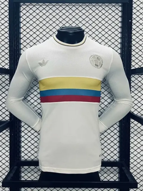 2024 Player Version Colombia Long sleeve 100th White Soccer Jersey