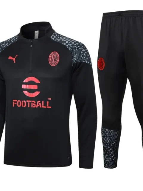 23-24 AC Milan Half Zipper Long Sleeve Black Training Suit