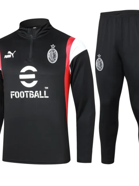 23-24 AC Milan Half Zipper Long Sleeved Black Training Suit