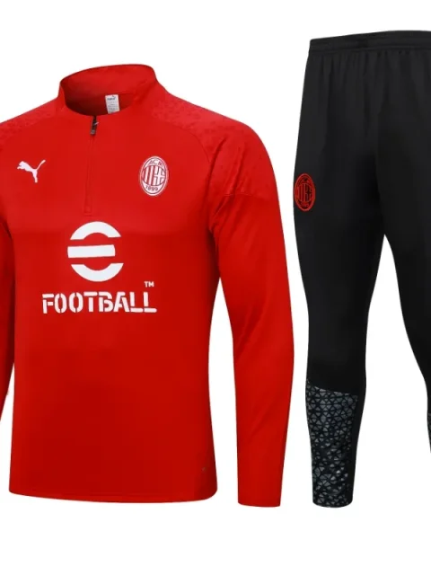 23-24 AC Milan Half Zipper Long Sleeved Red Training Suit