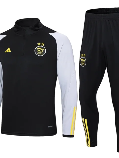 23-24 Algeria Half Zipper Long Sleeved Black Grey Training Suit