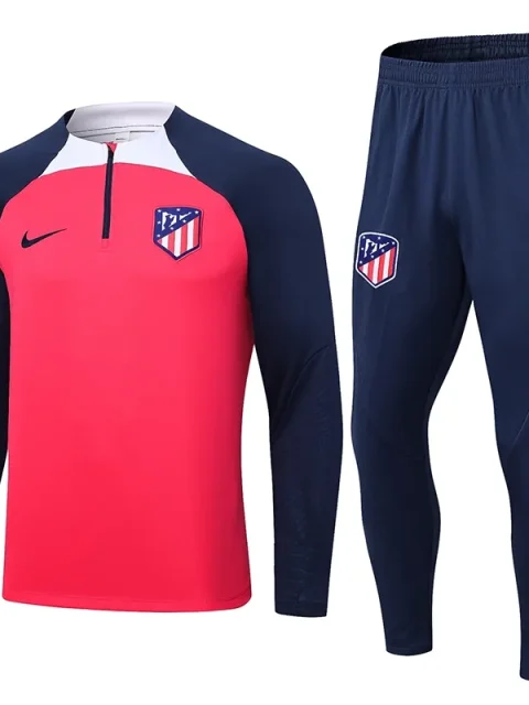 23-24 Atlético Madrid Half Zipper Long Sleeved Red Training Suit
