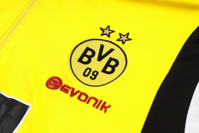 23-24 Dortmund Half Zipper Long Sleeved Yellow Training Suit（Shoulder White Black) - Image 3
