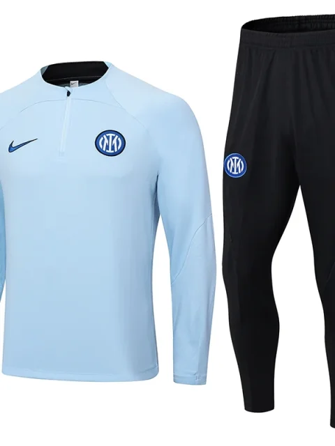 23-24 Inter Milan Half Zipper Long Sleeved Baby Blue Training Suit