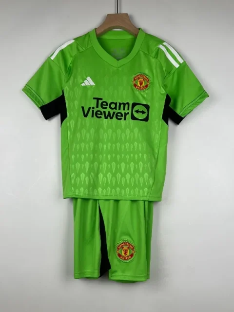 23-24 Kids Manchester United Goalkeeper Green Soccer Jersey