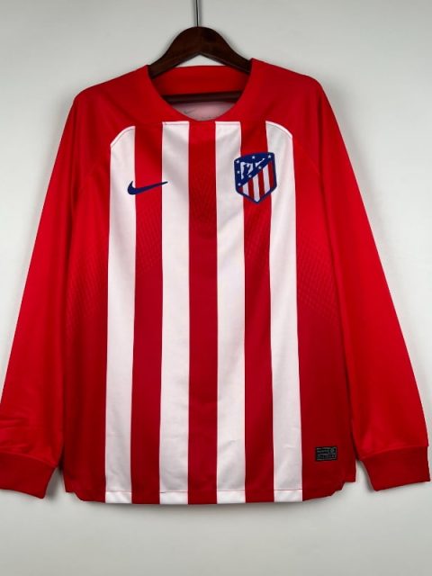 23-24 Long Sleeve Atletico Madrid Soccer Jersey Home