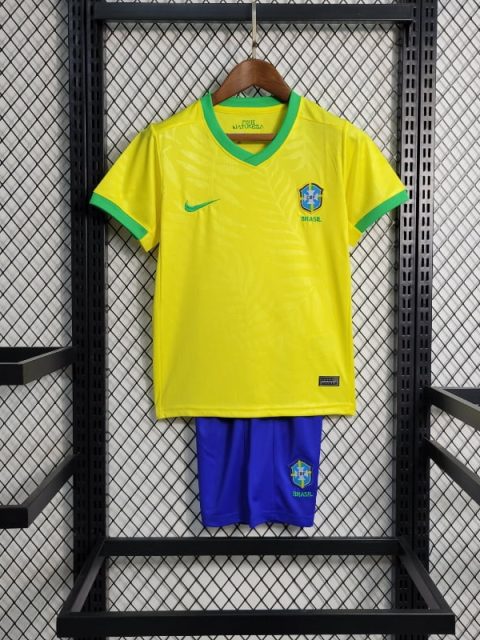 2023 Kids Brazil Soccer Jersey Home