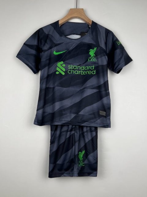 23-24 Kids Liverpool Goalkeeper Soccer Jersey Black