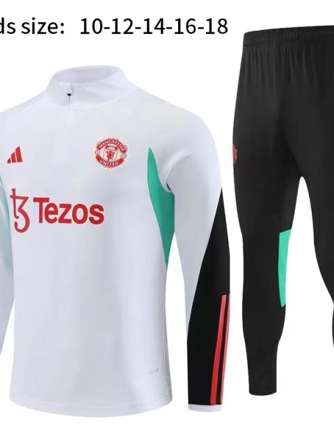 23-24 Kids Manchester United Half Zipper Long Sleeved Training Suit