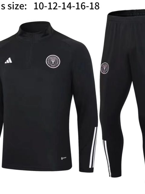 23-24 Kids Miami Half Zipper Long Sleeved Black Training Suit