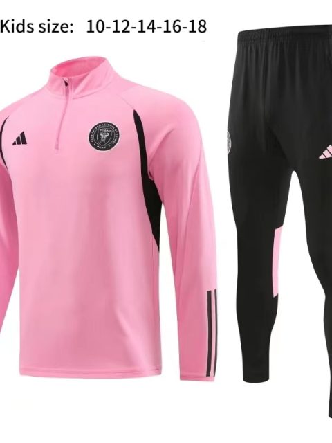 23-24 Kids Miami Half Zipper Long Sleeved Pink Training Suit