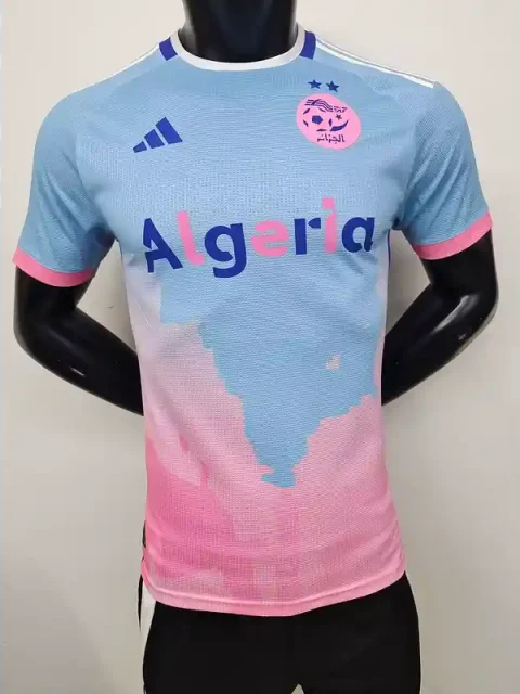 2024 Player Version Algeria Pink and Blue Soccer Jersey