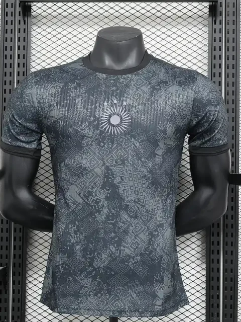 2024 Player Argentina Black and Grey Special Soccer Jersey