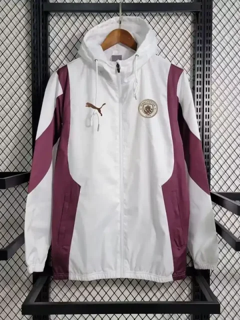 24/25 Manchester City White and Red Windbreaker