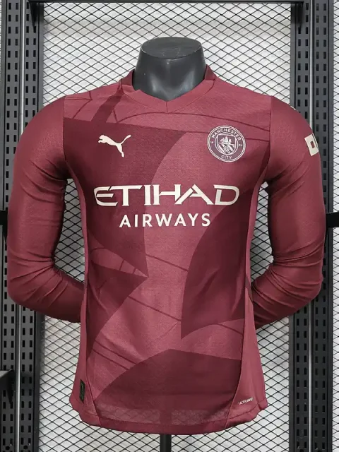 24/25 Player Manchester City Long Sleeve Soccer Jersey Second Away