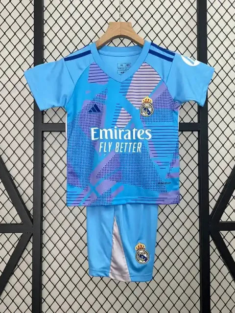 24/25 Kids Real Madrid Blue Goalkeeper Soccer Jersey