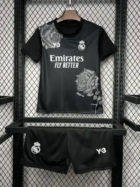 24/25 Kids Real Madrid Y3 Rose Black Special Edition Soccer Jersey