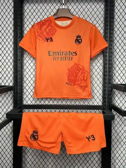 24/25 Kids Real Madrid Y3 Rose Orange Special Edition Soccer Jersey