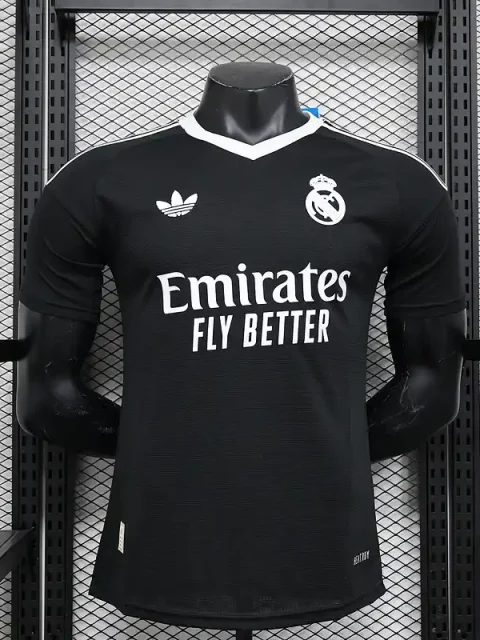 24/25 Player Version Real Madrid Black Goalkeeper Soccer Jersey