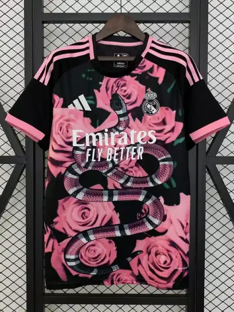 25/26 Real Madrid Special Edition Pink and Black Soccer Jersey