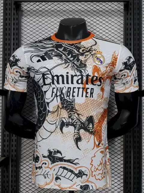 25/26 Player Version Real Madrid Black and White Dragon Version Soccer Jersey
