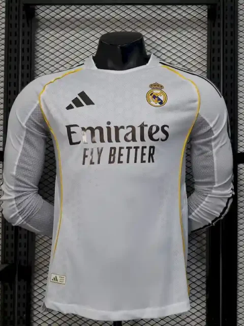 25/26 Player Version Real Madrid Long Sleeves Soccer Jersey Home