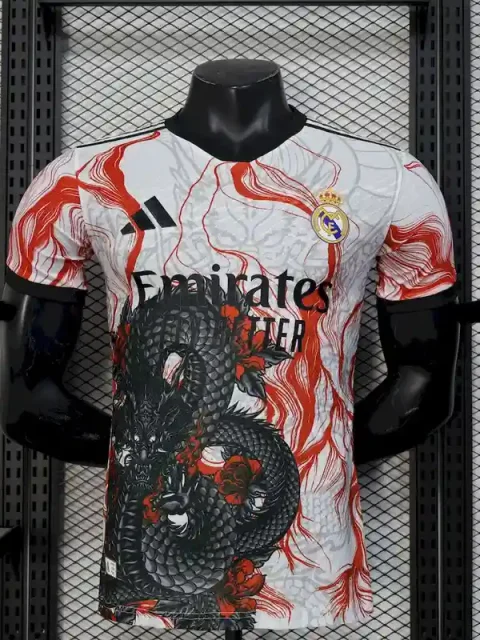 25/26 Player Version Real Madrid White Black Dragon Special Edition Soccer Jersey