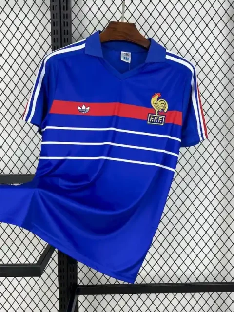 Retro 1984 France Soccer Jersey Home