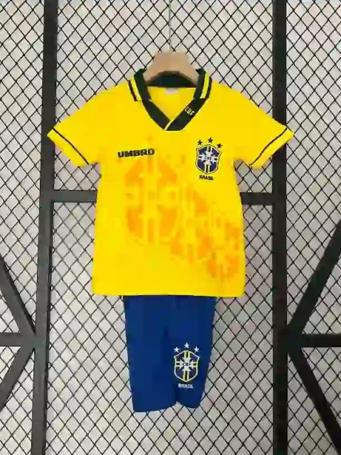 Retro 1993-94 Kids Brazil Soccer Jersey Home
