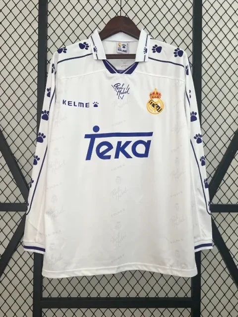 Retro 1994-96 Long Sleeve Real Madrid Soccer Jersey Home