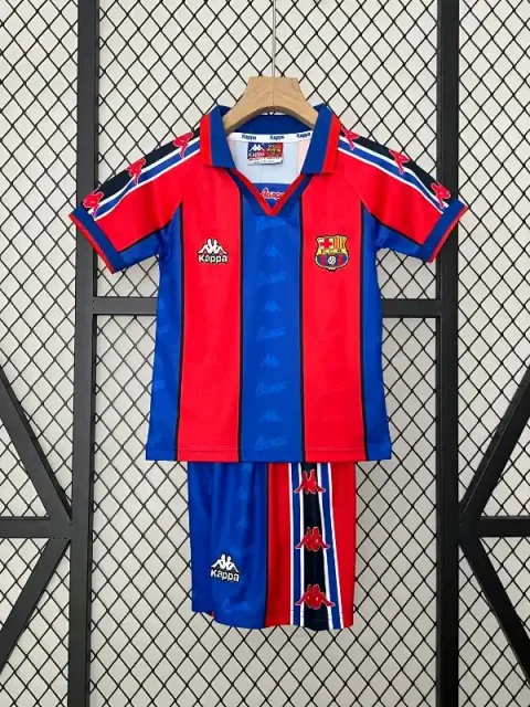 Retro 1995-97 Kids Barcelona Soccer Jersey Home