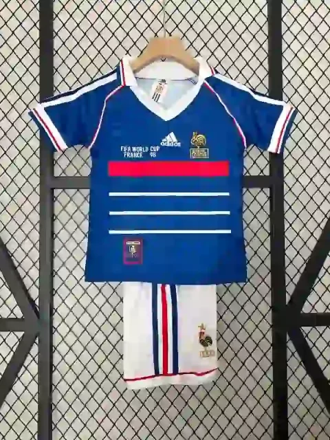 Retro 1998 Kids France Soccer Jersey Home
