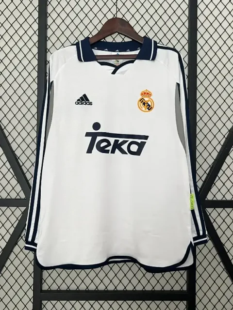 Retro 2000-01 Long Sleeve Real Madrid Soccer Jersey Home