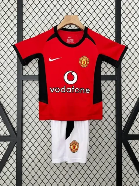 Retro 2002-04 Kids Manchester United Soccer Jersey Home