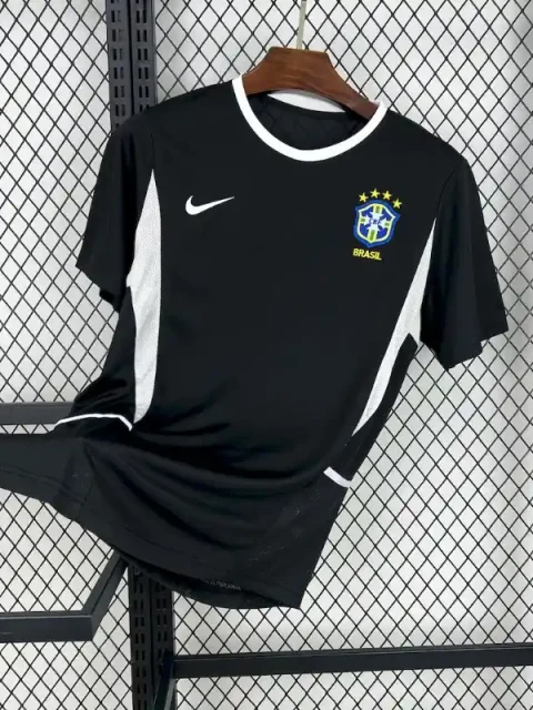 Retro 2002 Goalkeeper Brazil Black Soccer Jersey