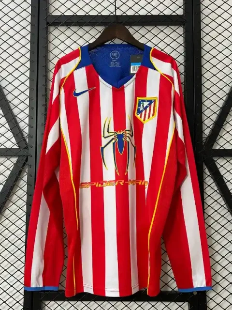 Retro 2004-05 Atletico Madrid Long Sleeve Soccer Jersey Home