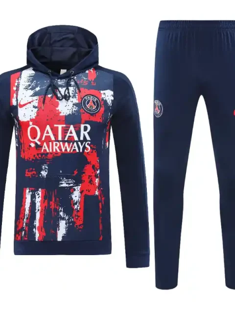 24/25 PSG Hoodie Red and Blue Camouflage Style