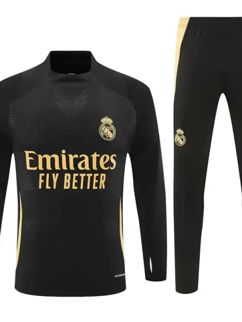 24/25 Player Version Real Madrid Black Gold Track Jacket