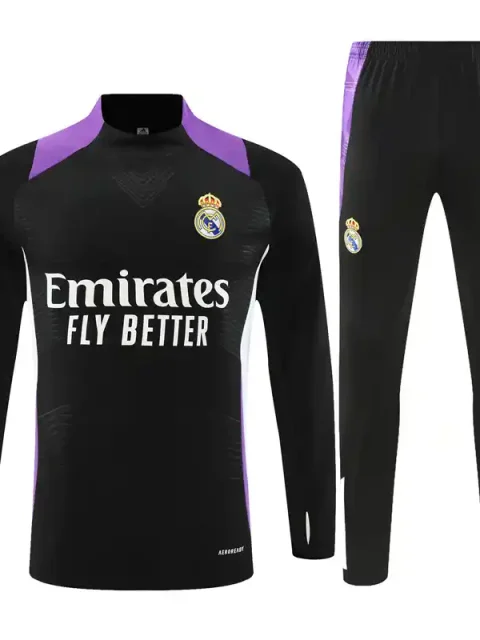 24/25 Player Version Real Madrid Black Paired With Purple Track Jacket
